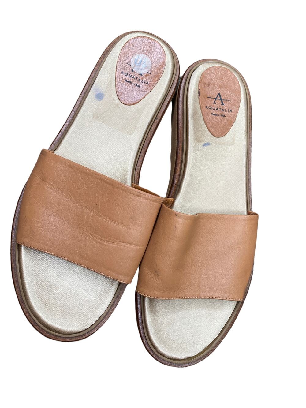 Aquatalia tan leather slide slippers size 10